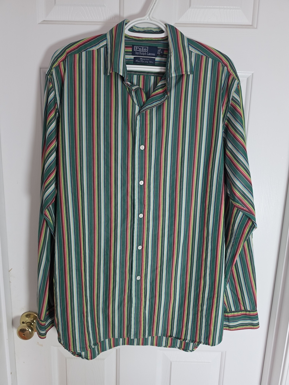 Ralph Lauren Green Multi-Stripe Long-Sleeve Button-Down Shirt